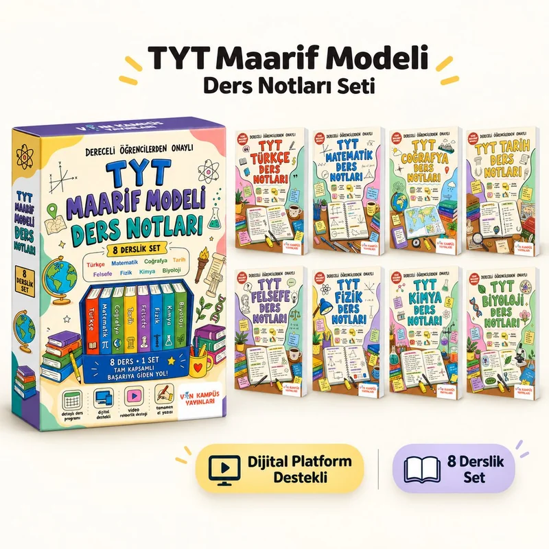 2028 TYT Maarif Modeli Tüm Dersler Konu Anlatım Kitabı El Yazısı Ders Notları Seti 8 Kitap